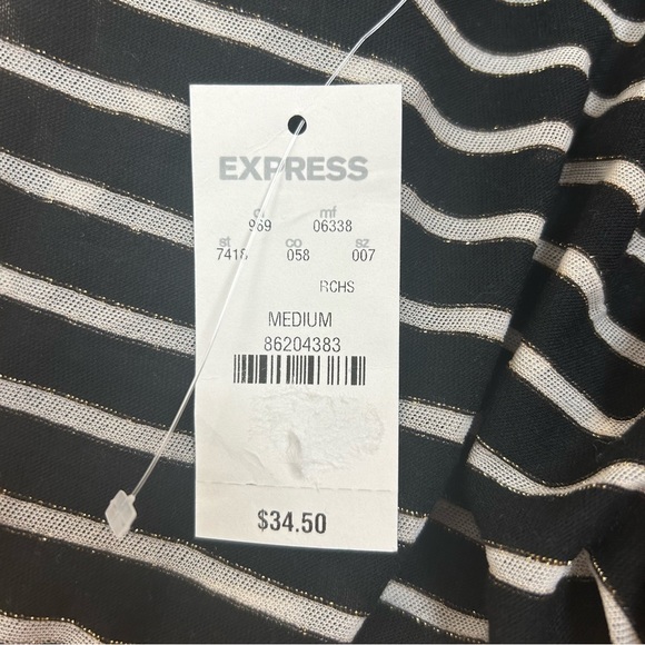 Express Black Striped Embroidered Rhinestone Turtleneck Long sleeve Top - Picture 9 of 12